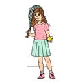 Cute girl with a tennis racket and ball Royalty Free Stock Photo