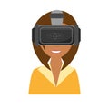 cute girl virtual reality glasses technology new
