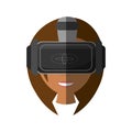 cute girl virtual reality glasses technology shadow