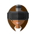 cute girl virtual reality glasses technology shadow Royalty Free Stock Photo
