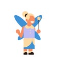 Cute girl wear magic fairy costume happy halloween concept party celebration isolated flat cartoon character isolated