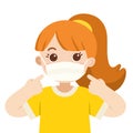 A cute girl wear medical mask. Virus protection