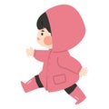 Cute girl wear pink raincoat cartoon