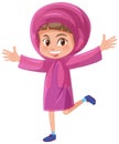 Cute girl wearing pink raincoat