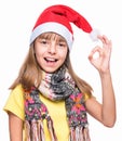 Cute girl wearing Santa Claus hat Royalty Free Stock Photo