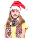 Cute girl wearing Santa Claus hat Royalty Free Stock Photo