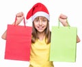 Cute girl wearing Santa Claus hat Royalty Free Stock Photo