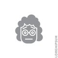 Cute girl, woman icon emoticon sticker, vector illustration. Embarrassed Shy Blushing Face Emoticon Icon Vector Illustration. gray