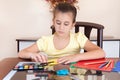 Cute girl working on her art project Royalty Free Stock Photo