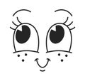 Cute girlish face comic caricature Royalty Free Stock Photo