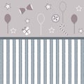 Cute Girlish Frame with balloons, bows, gift, button, stars and stripes