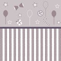 Cute Girlish Frame with balloons, bows, gift, button, stars and stripes