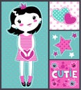 Cute girlish illustration Royalty Free Stock Photo