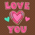 Cute girlish illustration with hearts Royalty Free Stock Photo