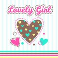 Cute girlish illustration with hearts Royalty Free Stock Photo