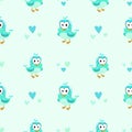 Cute girlish seamless pattern with bird Royalty Free Stock Photo