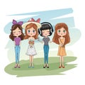 Cute girls friends cartoon