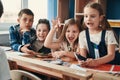 Pupils of the elementary school having fun Royalty Free Stock Photo