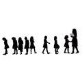 Cute girls walking bodies, so many child body silhouette vector