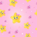 Cute girly seamless pattern with scattered stars and dots. Simple nice print