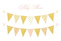 Cute glamour vintage golden glitter bunting flags for your decoration