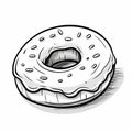 Cute Glazed Donut Vector Drawing In The New Yorker Style