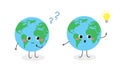 Cute globe character with question and answer