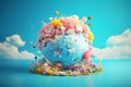 Cute globe spring concept. Generate AI Royalty Free Stock Photo