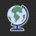 Cute globe sticker with simple Earth illustration and dark blue stand â flat vector icon of a world globe Royalty Free Stock Photo