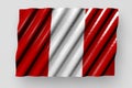 cute glossy flag of Peru with large folds lay isolated on grey - any occasion flag 3d illustration
