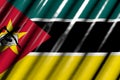 nice feast flag 3d illustration - shining - looking like plastic flag of Mozambique with big folds