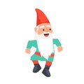 Cute gnome dancing character flat vector illustration