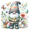 Cute Gnome Easter Day Clipart Illustration AI Generative