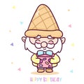 Cute Gnome elf cartoon and Birthday gift party kids Royalty Free Stock Photo