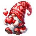 Cute Gnome Love Accents Valentines Clipart Illustration AI Generative