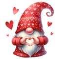 Cute Gnome Love Accents Valentines Clipart Illustration AI Generative