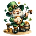 Cute Gnome Playing An Irish Fiddle Clipart Illustration AI Generative