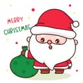 Cute Gnome Santa calus cartoon with Christmas bag