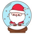 Cute Gnome Santa calus cartoon in christmas crystal ball