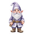 Cute Gnome Santa Claus With Purple Color, Transparent Background.