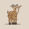 Cute Goat and Sheep Cartoon Mascot Character Illustration Isolated on white Royalty Free Stock Photo