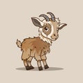 Cute Goat and Sheep Cartoon Mascot Character Illustration Isolated on white Royalty Free Stock Photo