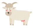 Cute goat vector flat illustration isolated on white background. Farm animal goat cartoon character Royalty Free Stock Photo