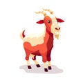 Cute goat vector flat illustration isolated on white background. Farm animal happy goat cartoon character.Colorful farm Royalty Free Stock Photo