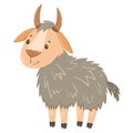 Cute goat vector flat illustration isolated on white background. Farm goat cartoon character. Agriculture, farmers Royalty Free Stock Photo