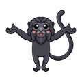 Cute goeldi`s monkey cartoon raising hands