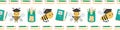 Cute going back to school border with bees, books and pencils. Seamless vector pattern on white textured background Royalty Free Stock Photo