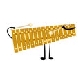 Cute gold metal xylophone character with hands and leg Royalty Free Stock Photo