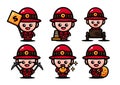 Cute gold miner character design set