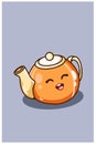 Cute gold teapot cartoon illustration Royalty Free Stock Photo